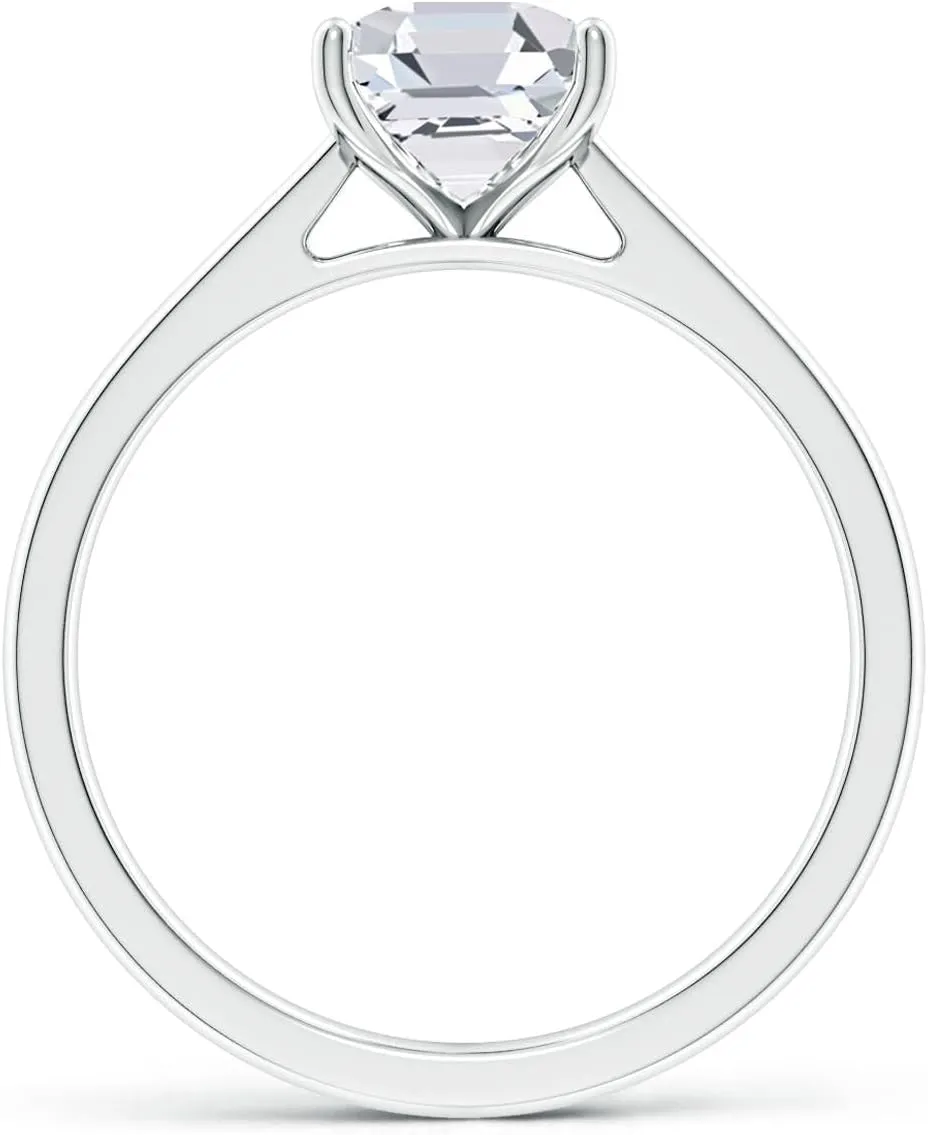 Angara Lab Grown Square Emerald-Cut Diamond Reverse Tapered Shank Cathedral Engagement Ring in Silver / 14K Solid Gold/Platinum | April Birthstone, Birthday, Anniversary Jewelry Gift for Women