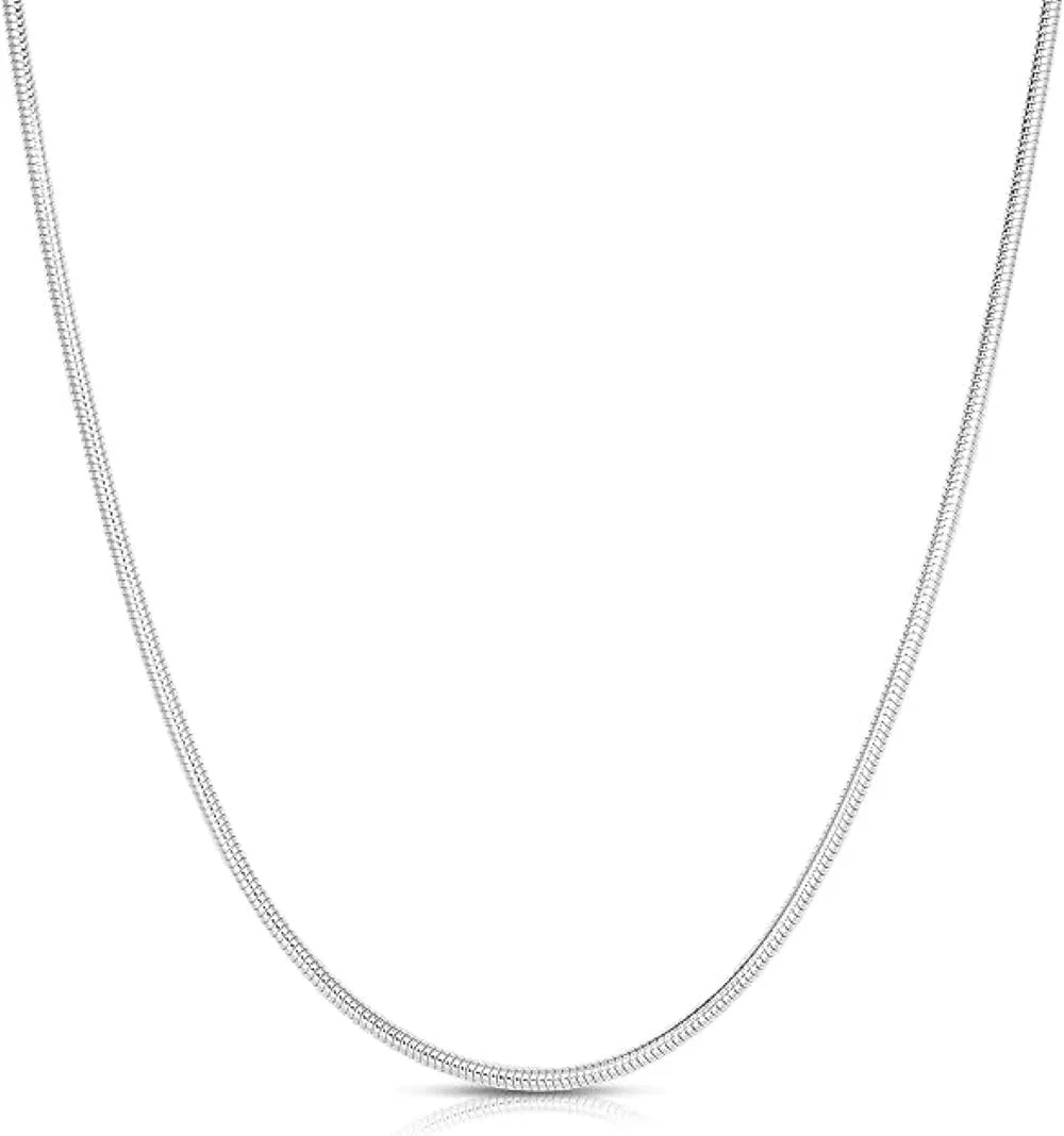 ARGENTO REALE 925 Sterling Silver Necklace 2MM-5MM Snake Chain Necklace, Round Flexible Italian Snake Chain Necklace 16-30, silver necklace made in italy