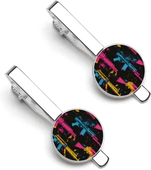 Artistic Splatter Machine Guns Classic Tie Clips for Men Personalized Bar Suit Accessories for Business Wedding Anniversary