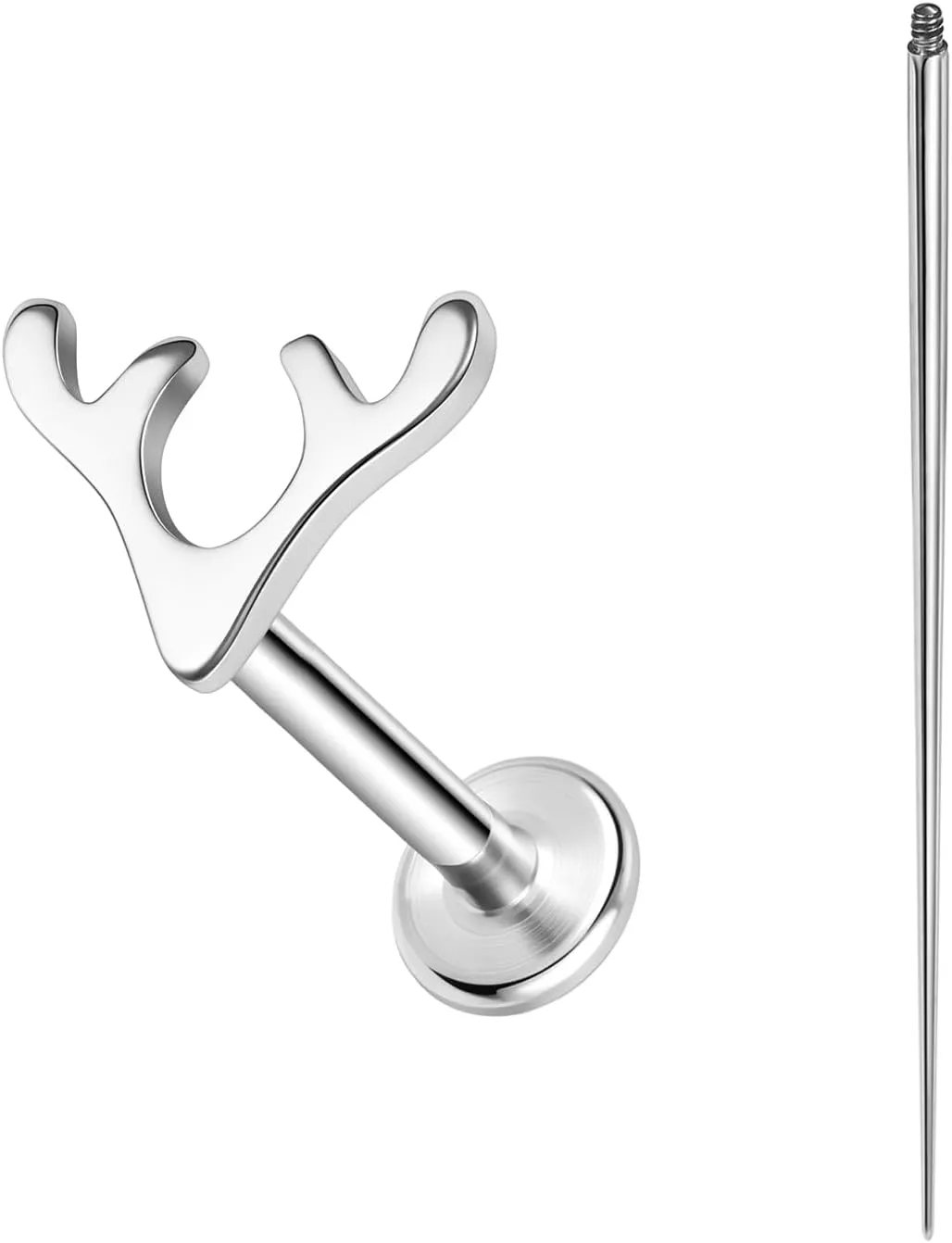 ASTM F136 Titanium 16G 8mm Piercing Jewelry helix earrings for Conch Tragus Helix Lip Labret Earlobe Hypoallergenic Internally Threaded Flat Back Cartilage Stud Earring Taper Insertion Pin