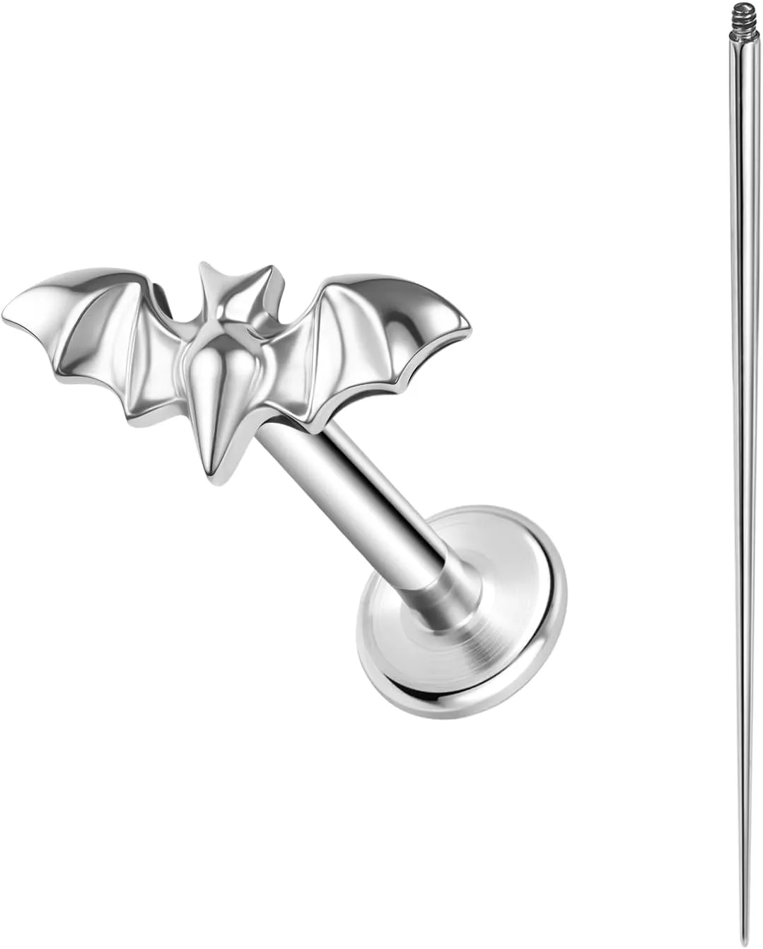 ASTM F136 Titanium 16G 8mm Piercing Jewelry helix earrings for Conch Tragus Helix Lip Labret Earlobe Hypoallergenic Internally Threaded Flat Back Cartilage Stud Earring Taper Insertion Pin