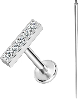 ASTM F136 Titanium 16G 8mm Piercing Jewelry helix earrings for Conch Tragus Helix Lip Labret Earlobe Hypoallergenic Internally Threaded Flat Back Cartilage Stud Earring Taper Insertion Pin