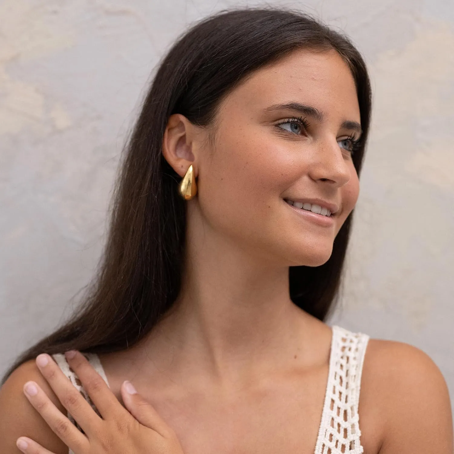 Ava Riley Chunky Gold Earrings, Small Gold Teardrop Earrings for Women, Chunky Silver Ear Studs Tear Drop S925 Sterling Silver Jewelry
