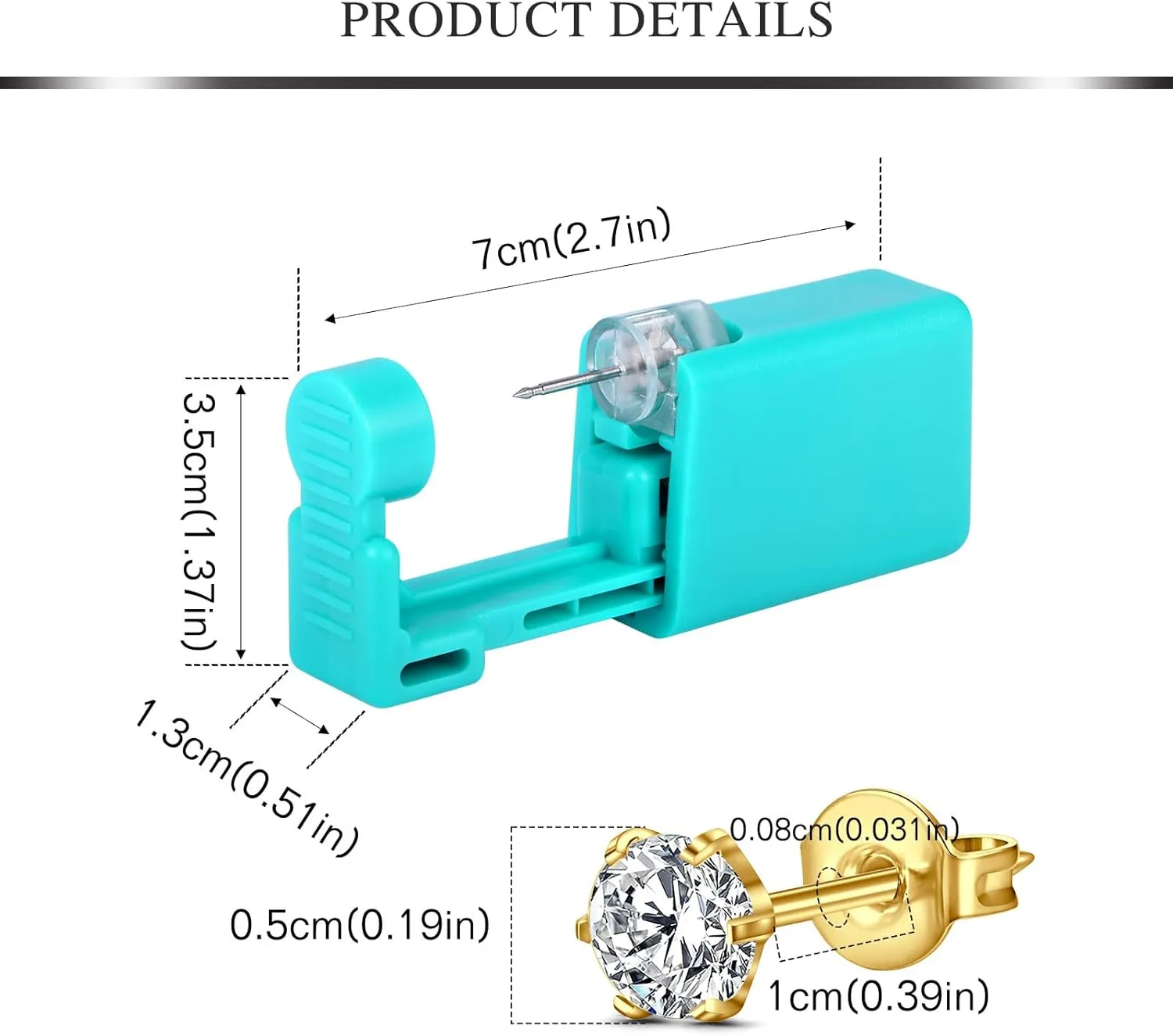 AVYRING Ear Piercing Gun Kit - 2 Pcs Gold Silver Self Ear Piercing Kit with Earring Stud Hypoallergenic Steel Tools at Home 20g Flat Back Earrings Hoop Cartilage Earring