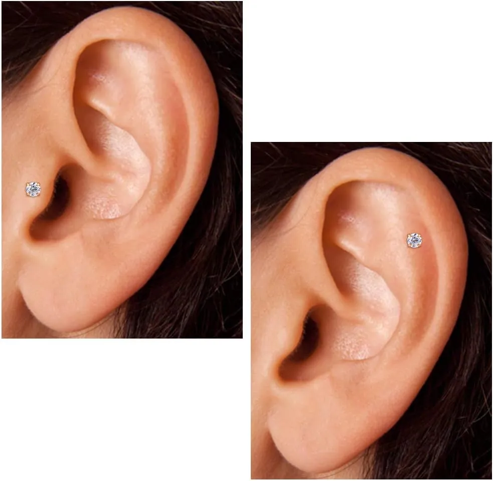 AVYRING Ear Piercing Gun Kit - 2 Pcs Gold Silver Self Ear Piercing Kit with Earring Stud Hypoallergenic Steel Tools at Home 20g Flat Back Earrings Hoop Cartilage Earring
