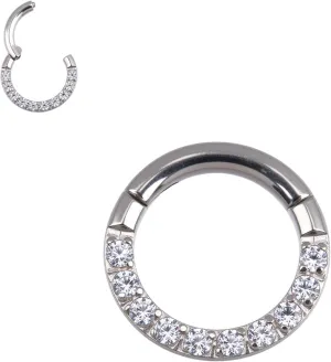 B BodyPJ Sparkles Titanium F136 Hinged Segment Nose Hoop Lip Ring with CZ Crystals, Earring Clicker Closure,Multi-purpose 1PC