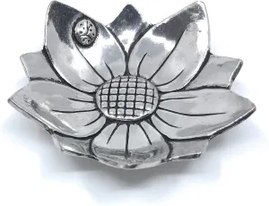 Basic Spirit Sunflower with Ladybug Fine Pewter Ring Bowl Trinket Dish Tray