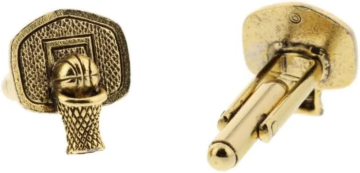Basketball hoop 24k gold cufflinks by classic cufflinks