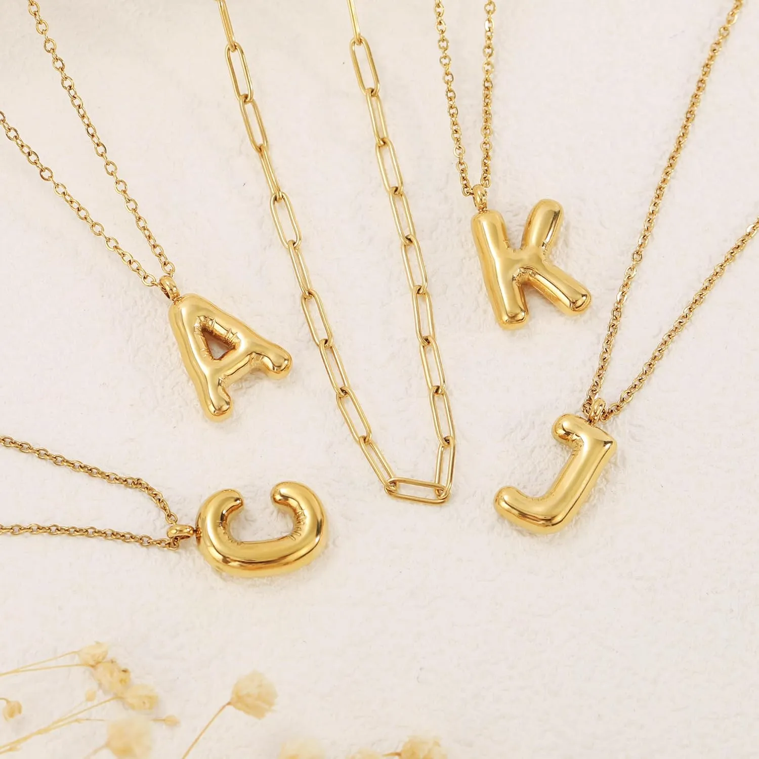 BAYLAY Bubble Letter Necklace - Layered Bubble Initial Necklace Dainty Personalized Balloon Letter Name Necklaces Jewelry for Women Gifts