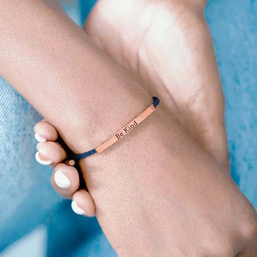 Be Kind Of A Bracelet,Personalized Inspirational Bracelet With Vows Card,Adjustable Stainless Steel Engraved Band Bracelet,Swearing Engraved Bracelet,Motivational Gift for Best Friends
