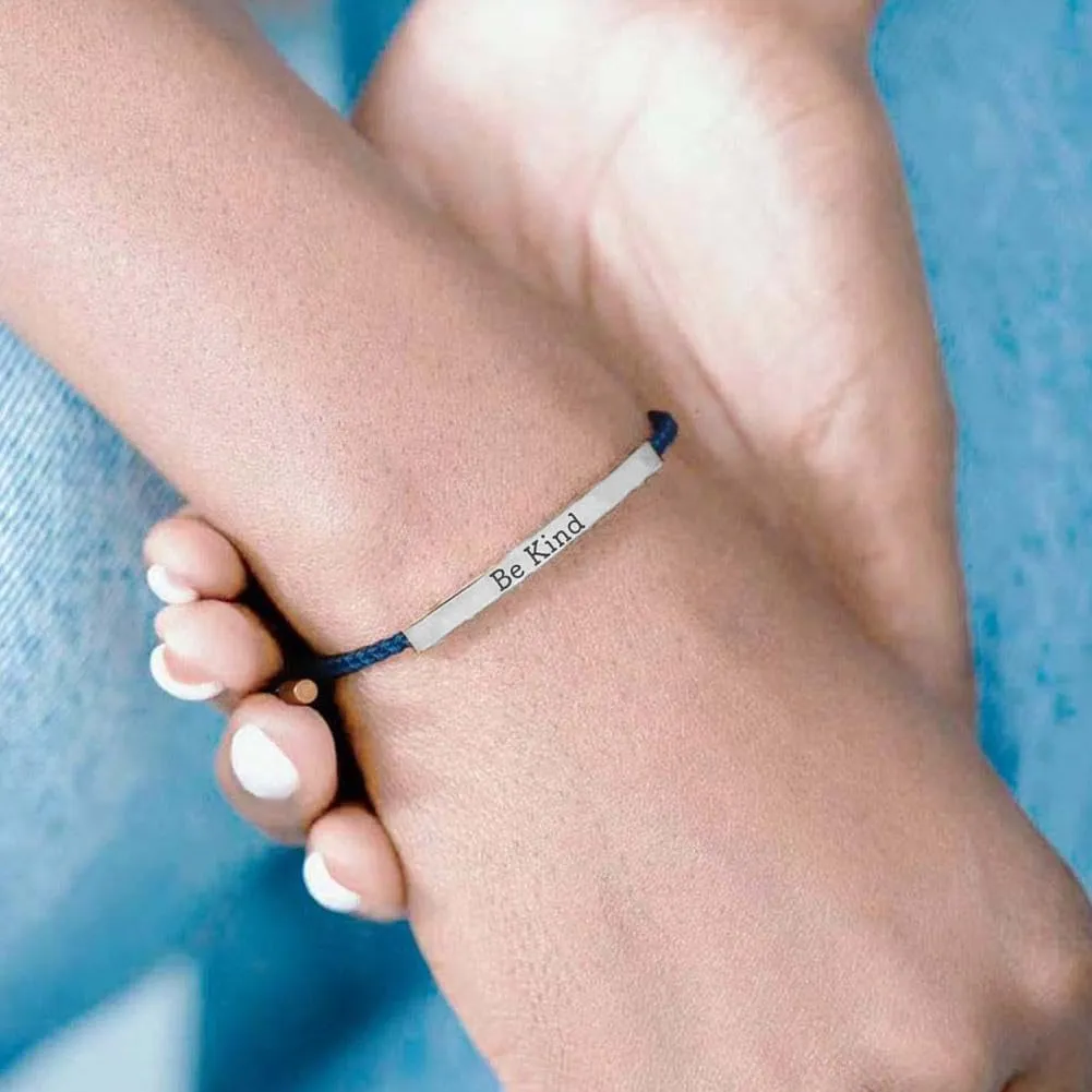 Be Kind Of A Bracelet,Personalized Inspirational Bracelet With Vows Card,Adjustable Stainless Steel Engraved Band Bracelet,Swearing Engraved Bracelet,Motivational Gift for Best Friends