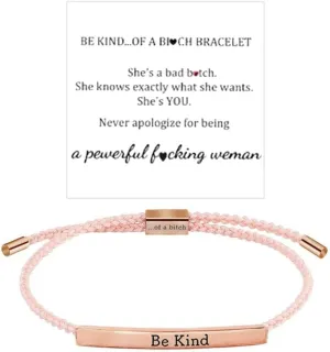 Be Kind Of A Bracelet,Personalized Inspirational Bracelet With Vows Card,Adjustable Stainless Steel Engraved Band Bracelet,Swearing Engraved Bracelet,Motivational Gift for Best Friends