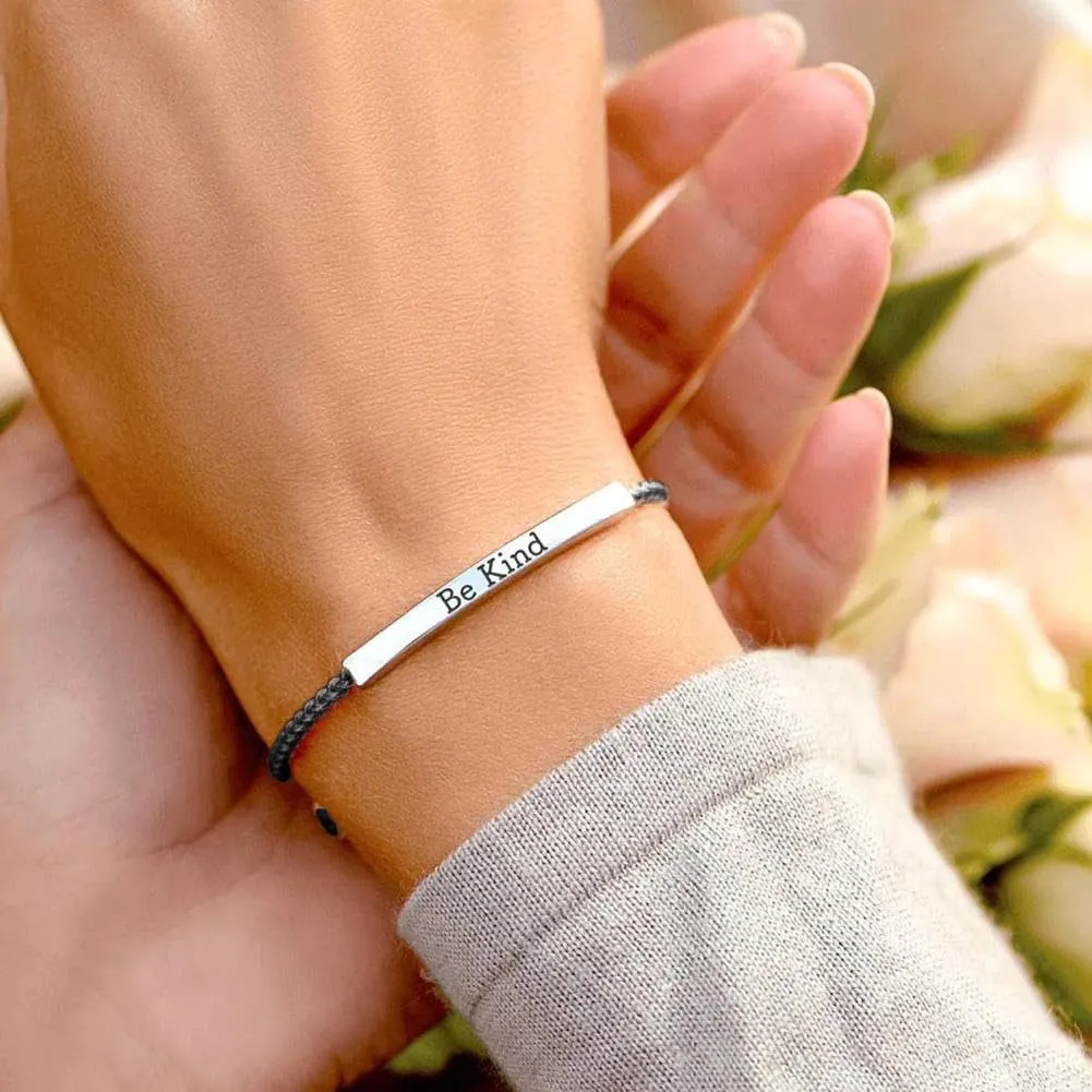 Be Kind Of A Bracelet,Personalized Inspirational Bracelet With Vows Card,Adjustable Stainless Steel Engraved Band Bracelet,Swearing Engraved Bracelet,Motivational Gift for Best Friends