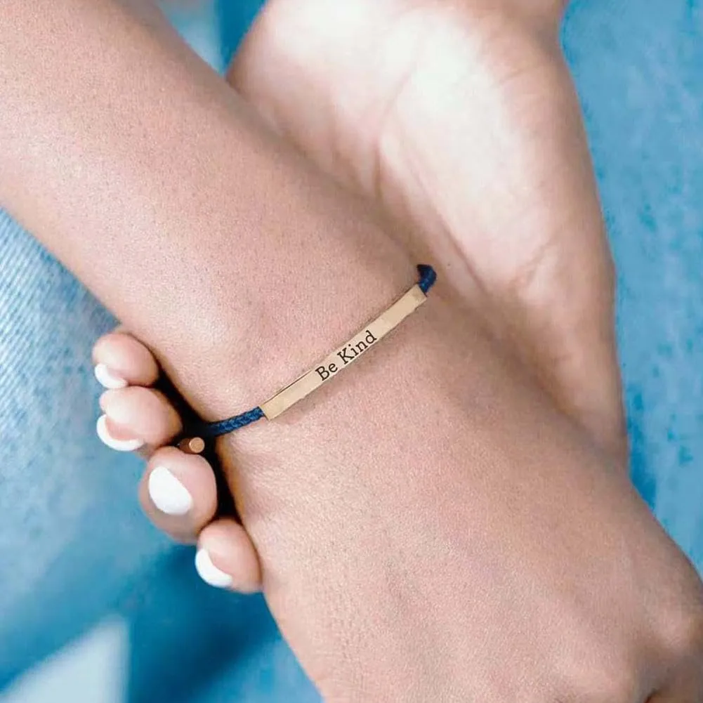 Be Kind Of A Bracelet,Personalized Inspirational Bracelet With Vows Card,Adjustable Stainless Steel Engraved Band Bracelet,Swearing Engraved Bracelet,Motivational Gift for Best Friends