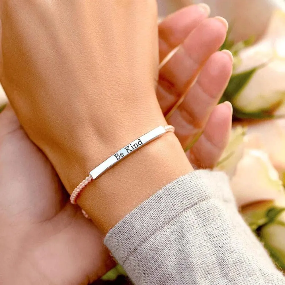 Be Kind Of A Bracelet,Personalized Inspirational Bracelet With Vows Card,Adjustable Stainless Steel Engraved Band Bracelet,Swearing Engraved Bracelet,Motivational Gift for Best Friends