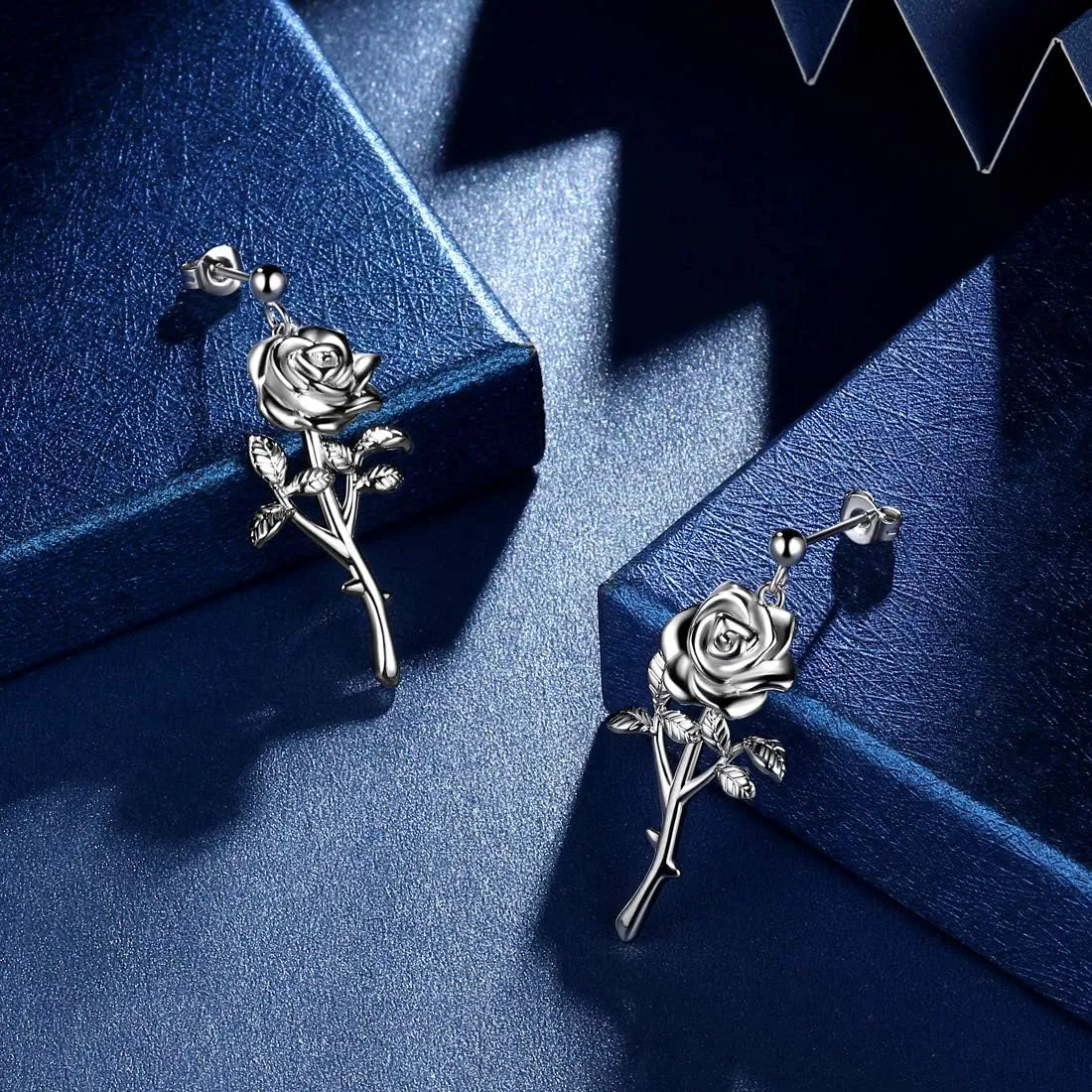 beautlace Rose Necklaces/Adjustable Rings Silver/18K Gold/Black Gun Plated Flower Pendant/Open Ring Elegant Jewelry Gifts for Women