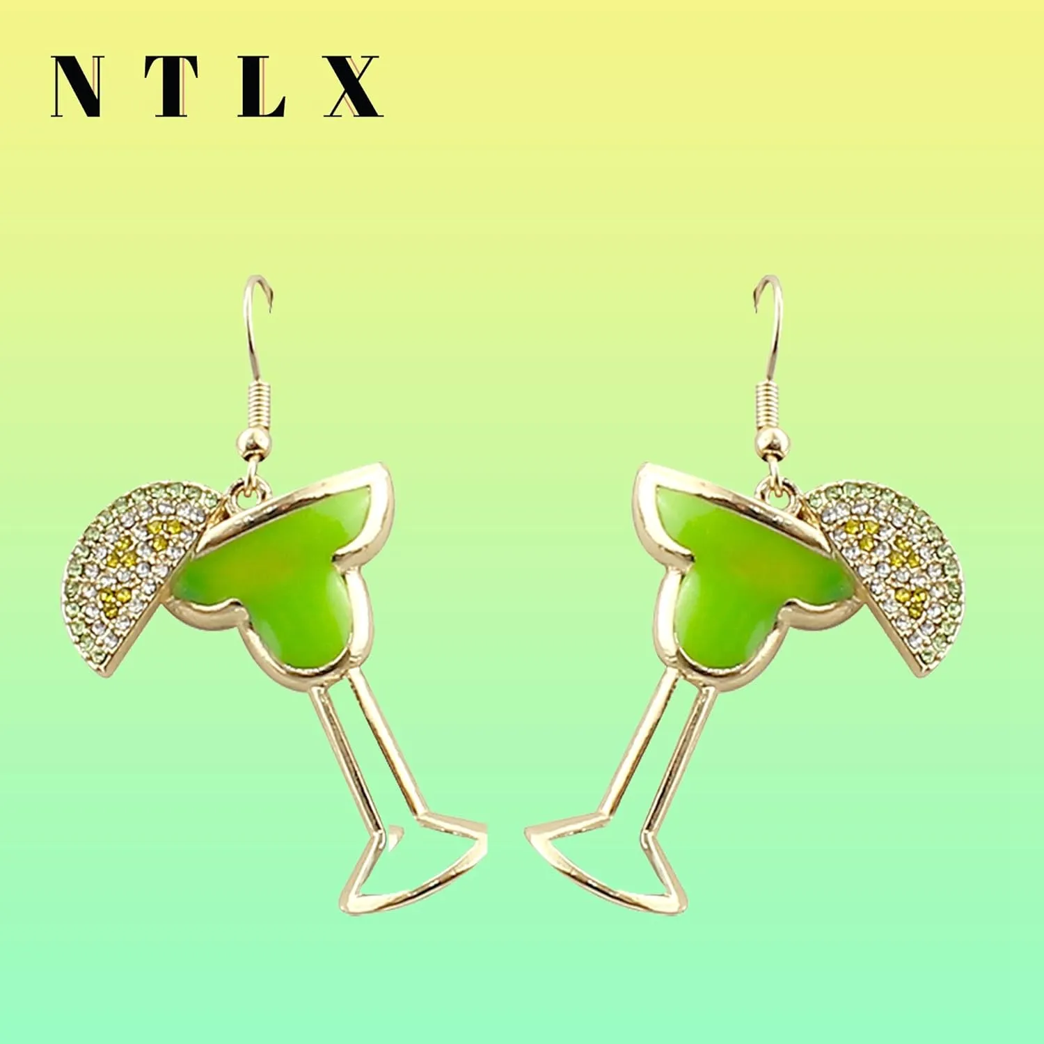 Beverage Drink Drop Dangle Earrings for Women  Martini, Margarita, Beer, Champagne, Wine Glass Bottle  Happy Hour Fashion  Cute - Fun  Beautiful Genuine Crystals  Gold Plated  with Gift Box Included