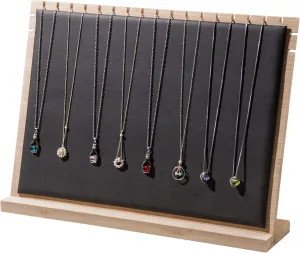 Big Bamboo Necklace Display Stand, Pendant Necklace Jewelry Holder Rack, Chain Jewellery Organizer for Home or Selling Show (Black PU)