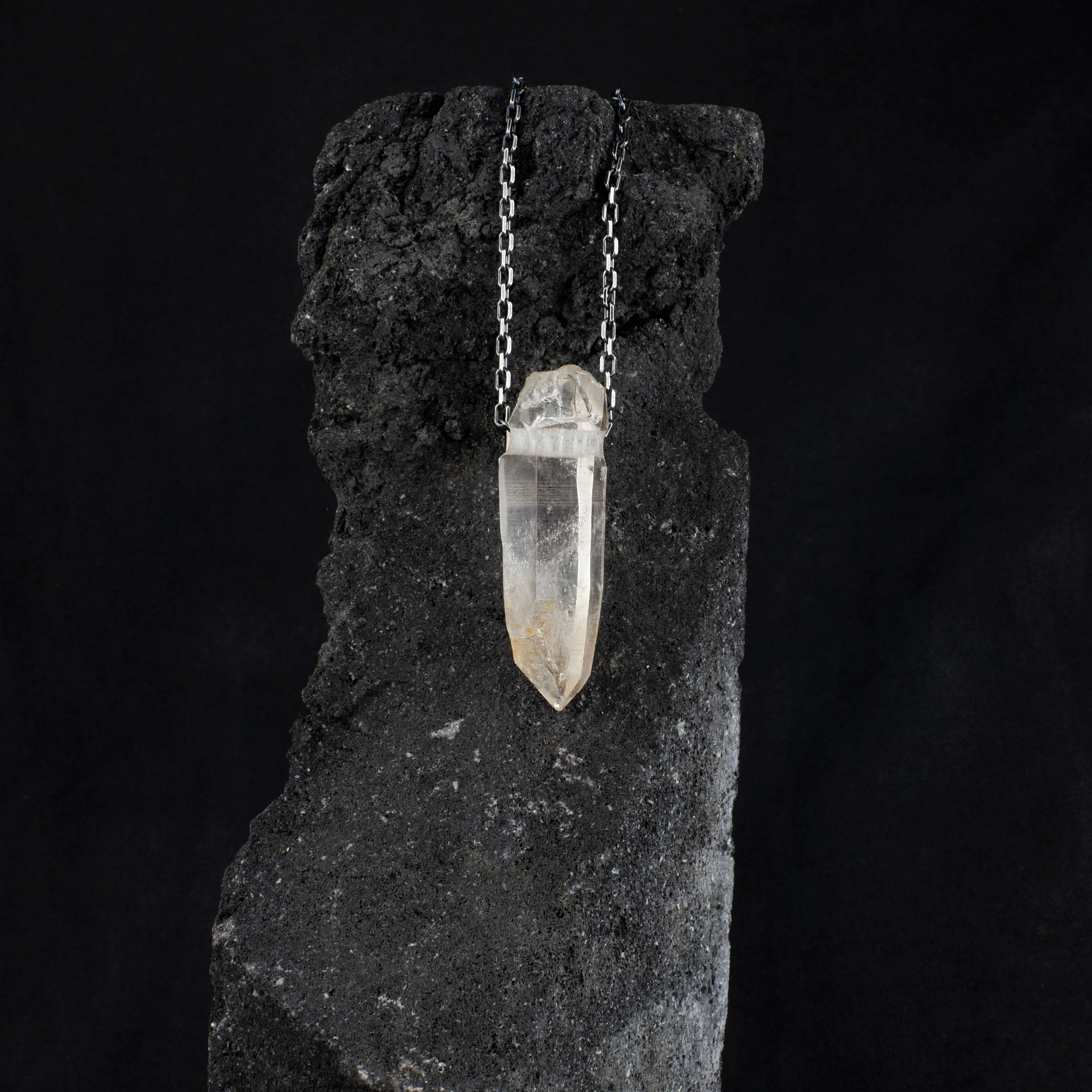 Big Crystal Quartz pendant   chain