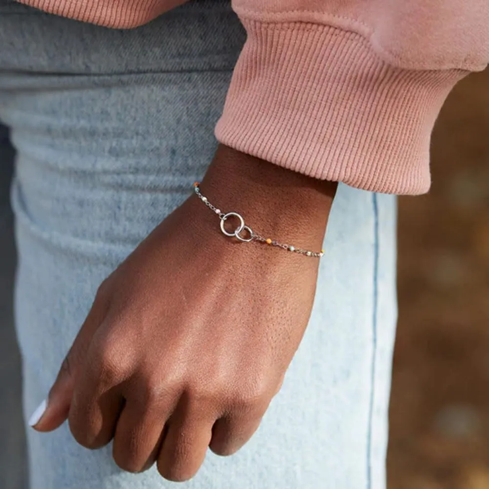 Big Sis & Little Sis Interlocking Friendship Bracelet, 925 Sterling Silver Stainless Steel Friendship Bracelet, Chain Bracelet for 2 Gift, Adjustable Family Bracelets Sister Friendship Jewelry
