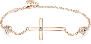 Billie Bijoux Bracelet for Women, 925 Sterling Silver Cross Bracelet, Adult Baptism Gifts, Christian Gifts for Women Faith Bracelets