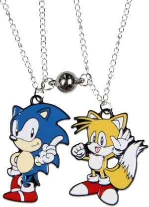 Bioworld Sonic The Hedgehog Jewelry Necklace Set Sonic and Tails Best Friend Necklaces Set For Women Men