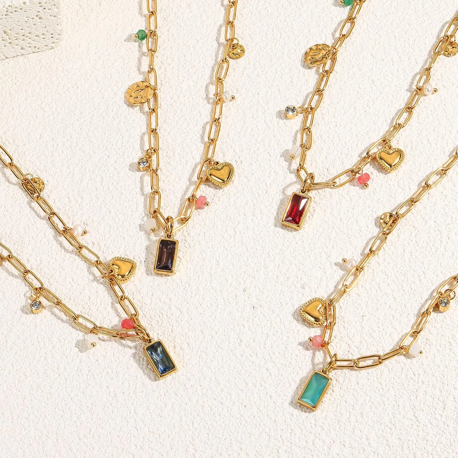 Birthstone Necklace for Women,Birthstone Charm Necklace Green Emerald Pendant Charm Gold Necklaces Birth Stone Jewelry Birthday Gifts for Women