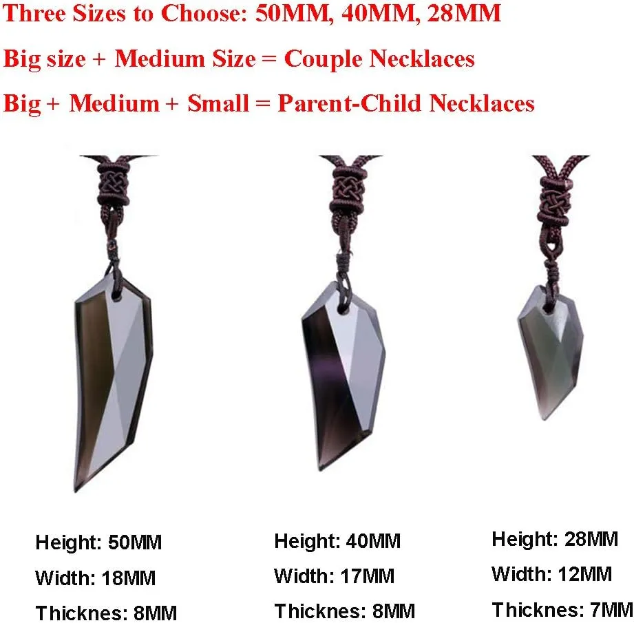Black Obsidian Hexagram Natural Stone Necklace Translucent Ice Obsidian Wolf Tooth Amulet His and Hers Couples Necklace Lucky Love Pendant Necklace for Men Women