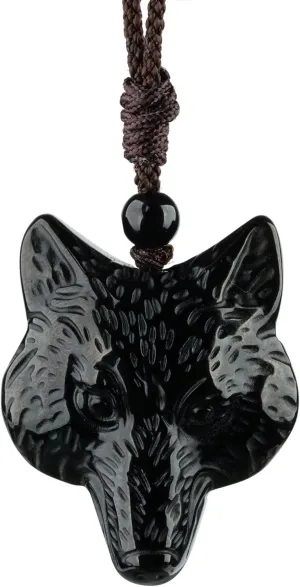 Black Obsidian Necklace Natural Crystal Amulet Protection Pendant with Adjustable Rope Lucky Talisman Necklaces Jewelry Gift for Men Women