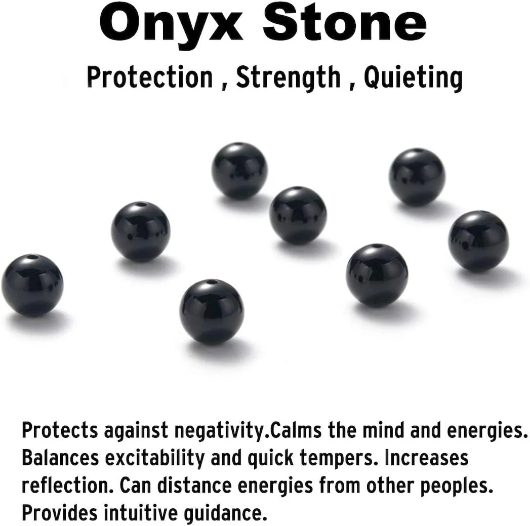 Black Onyx Beads Beaded Necklace Chain for Men Natural Gemstones Healing Crystals Jewelry 50/55/60/65/70cm