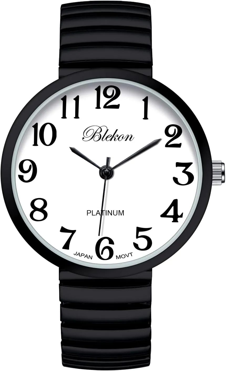 Blekon Collections New Super Large Face Stretch Band Japanese Movement PC21J Fashion Watch