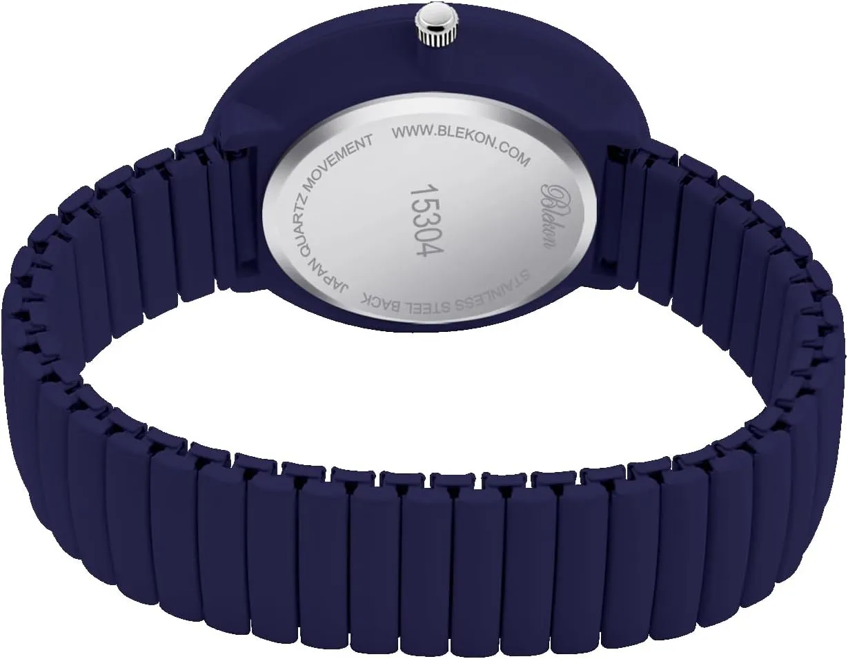 Blekon Collections New Super Large Face Stretch Band Japanese Movement PC21J Fashion Watch