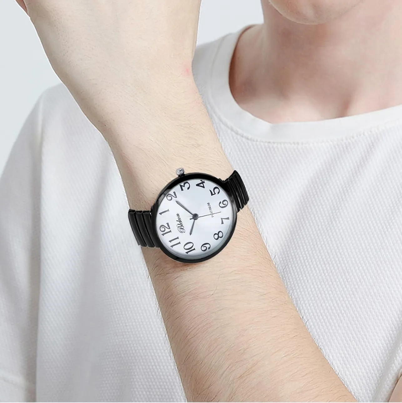 Blekon Collections New Super Large Face Stretch Band Japanese Movement PC21J Fashion Watch
