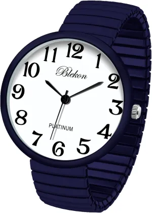 Blekon Collections New Super Large Face Stretch Band Japanese Movement PC21J Fashion Watch