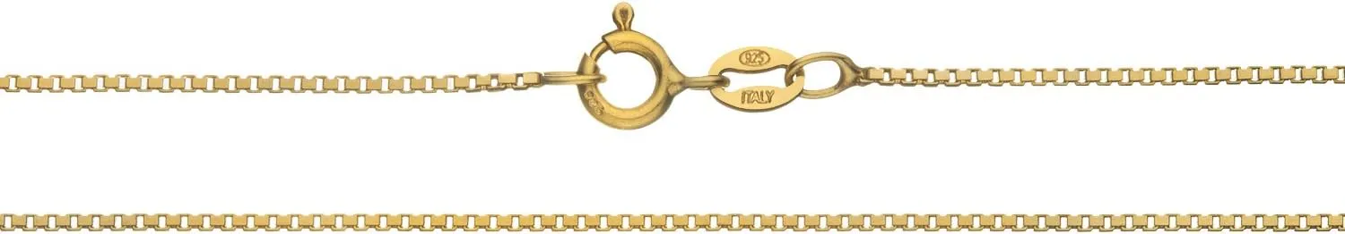Bling For Your Buck 18K Gold over Sterling Silver .8mm Thin Italian Box Chain Necklace for Women and Men, Sizes 14" - 40"