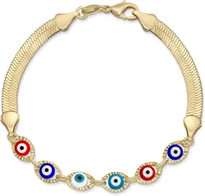 Bling Jewelry Black Braided Cord Amulet Multi Color Evil Eye Bracelet For Women Teen CZ Accent Adjustable Gold Plated For Protection And Good Luck
