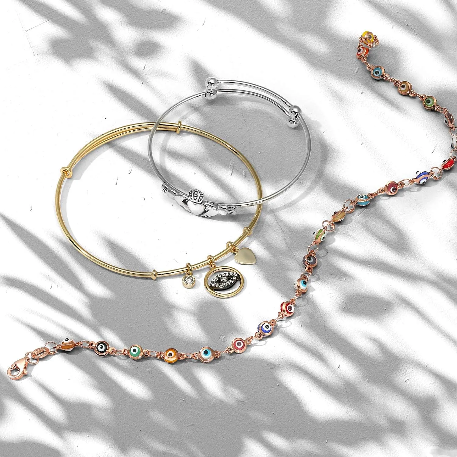 Bling Jewelry Protection Amulet Turkish Multi Color Navy Blue Charm Slender Evil Eyes Anklet Link Ankle Bracelet For Women Teen 14K Yellow Rose Gold Plated .925 Sterling Silver 9 10 Inch