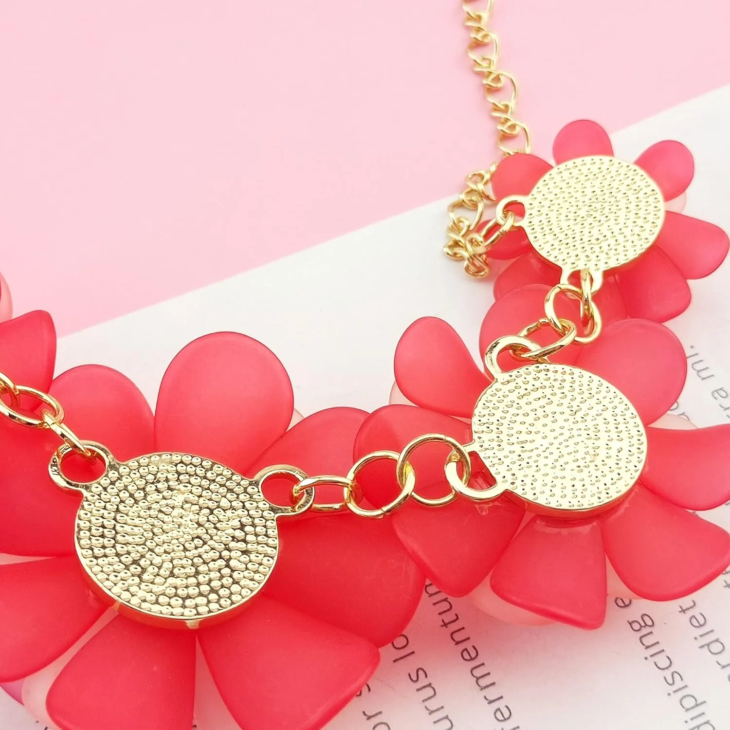 Bocar Flower Collar Necklace, Floral Flower Summer Beach Statement Choker Necklace and Earrings Set for Women, Handmade Women Jewelry Gift