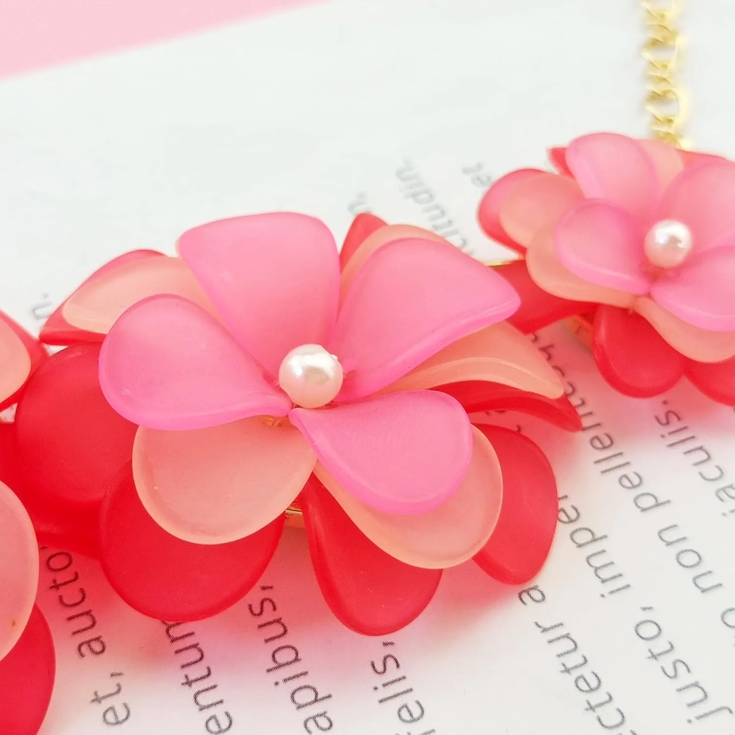Bocar Flower Collar Necklace, Floral Flower Summer Beach Statement Choker Necklace and Earrings Set for Women, Handmade Women Jewelry Gift