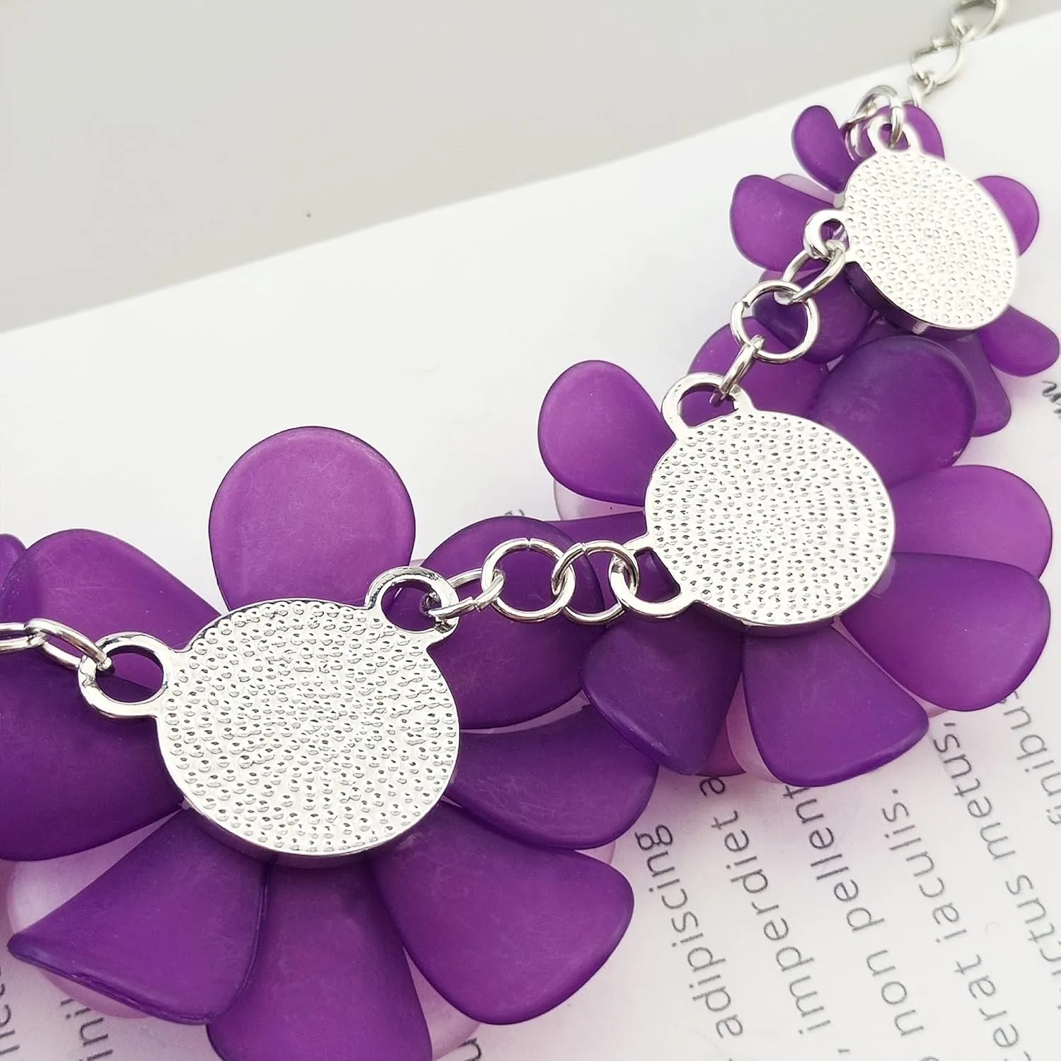 Bocar Flower Collar Necklace, Floral Flower Summer Beach Statement Choker Necklace and Earrings Set for Women, Handmade Women Jewelry Gift