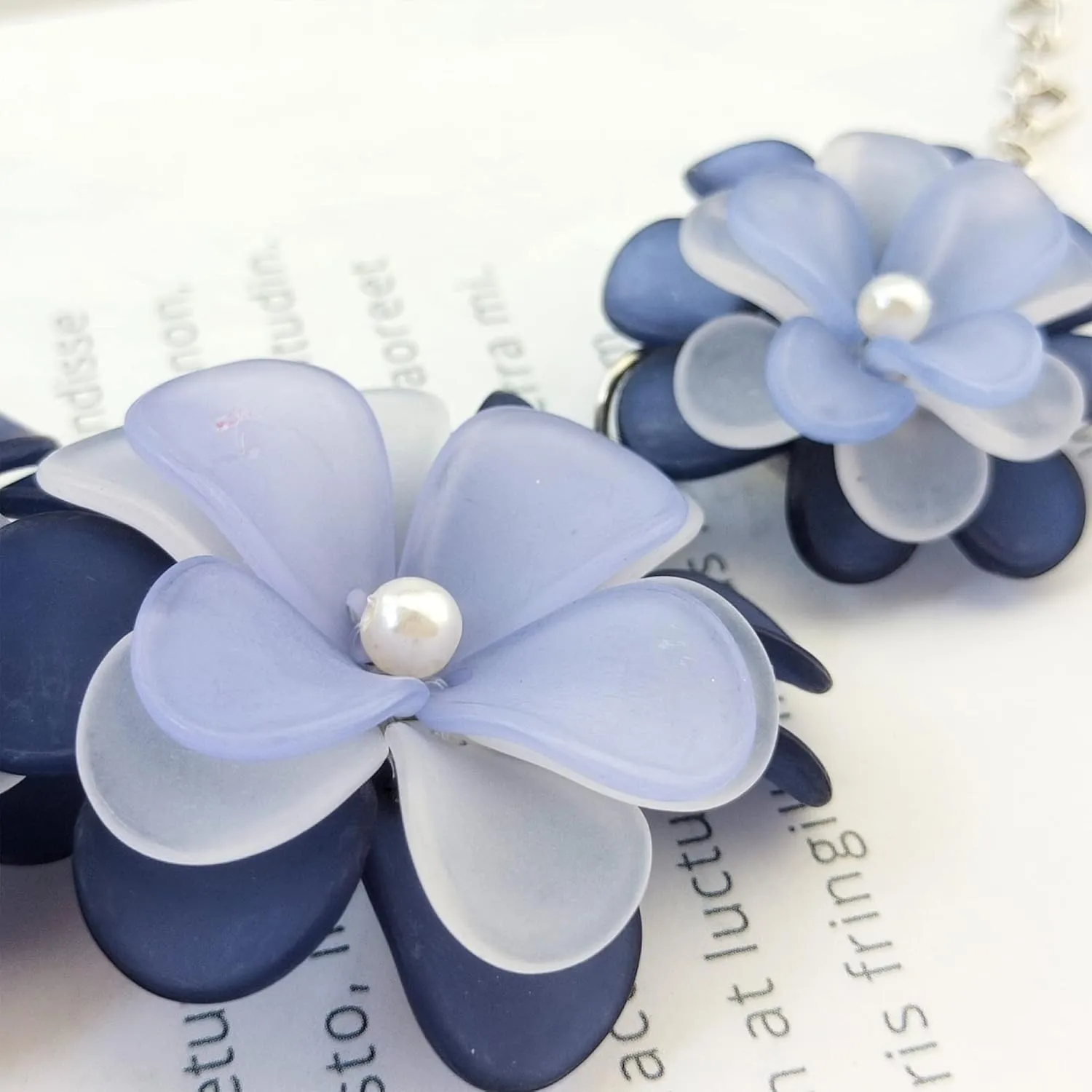 Bocar Flower Collar Necklace, Floral Flower Summer Beach Statement Choker Necklace and Earrings Set for Women, Handmade Women Jewelry Gift