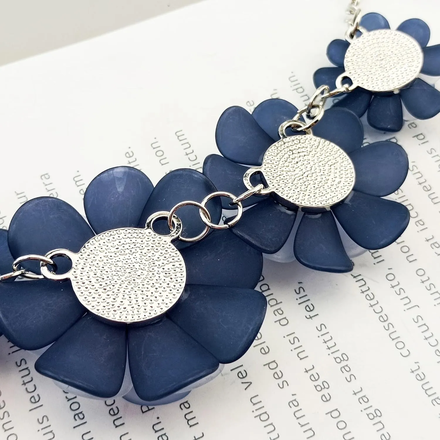 Bocar Flower Collar Necklace, Floral Flower Summer Beach Statement Choker Necklace and Earrings Set for Women, Handmade Women Jewelry Gift