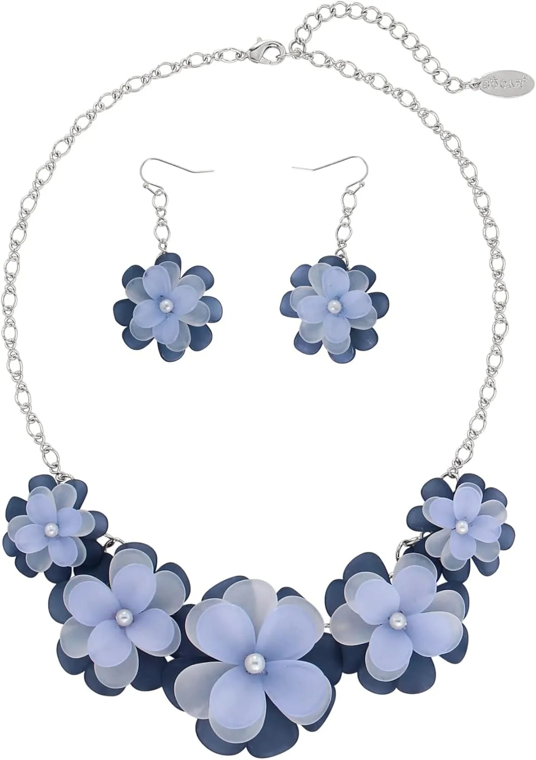 Bocar Flower Collar Necklace, Floral Flower Summer Beach Statement Choker Necklace and Earrings Set for Women, Handmade Women Jewelry Gift