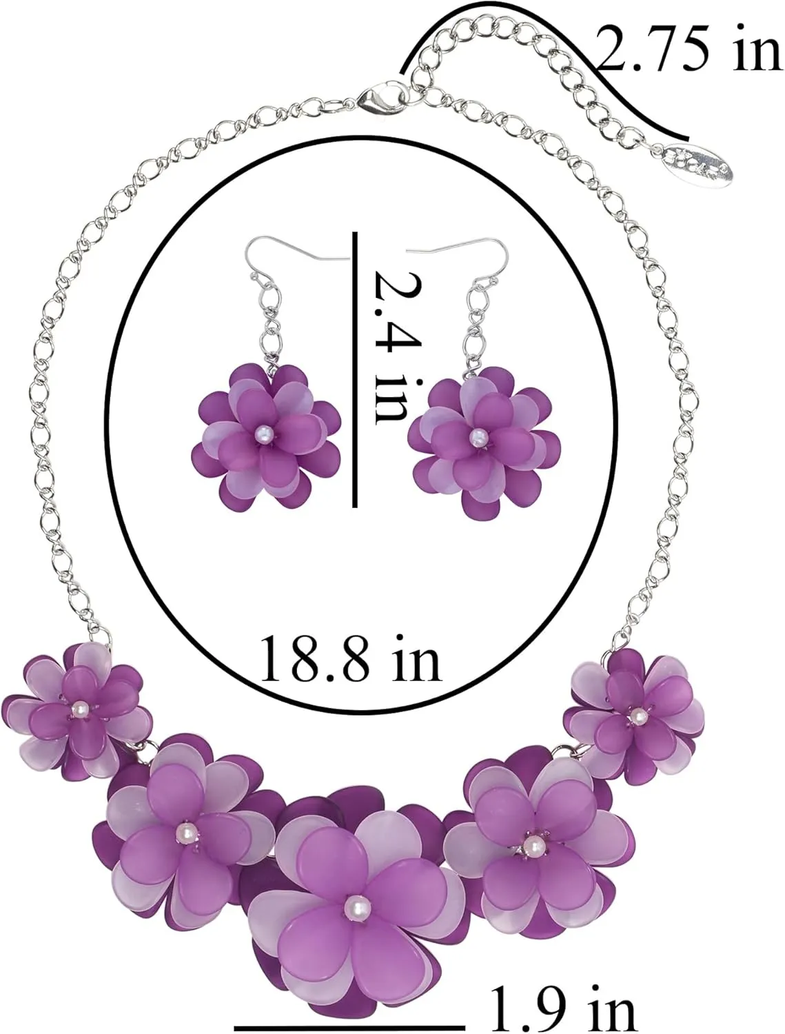 Bocar Flower Collar Necklace, Floral Flower Summer Beach Statement Choker Necklace and Earrings Set for Women, Handmade Women Jewelry Gift