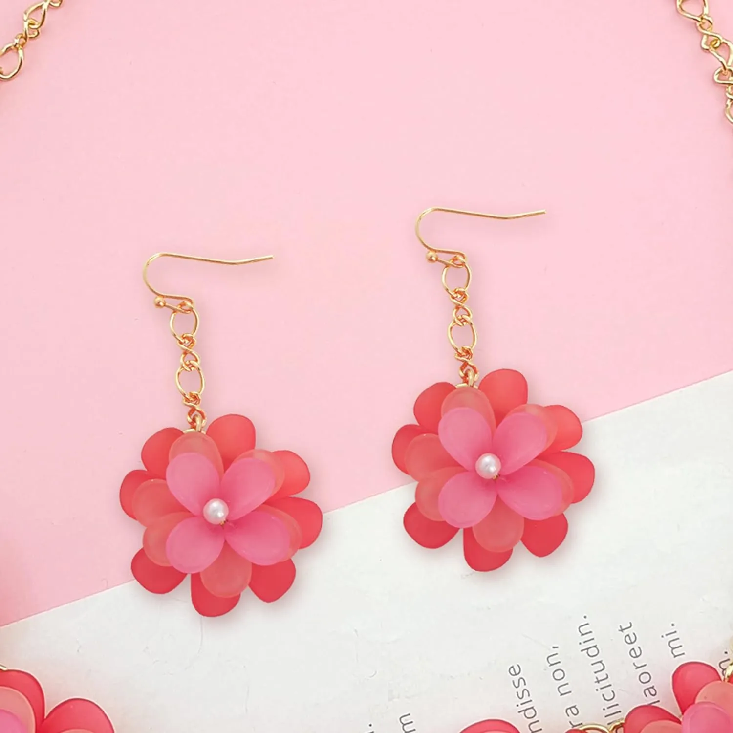 Bocar Flower Collar Necklace, Floral Flower Summer Beach Statement Choker Necklace and Earrings Set for Women, Handmade Women Jewelry Gift