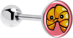 Body Candy 14G Tongue Ring - 316L Surgical Steel Straight Barbell Quaso Croissant Tongue Piercing for Women Men