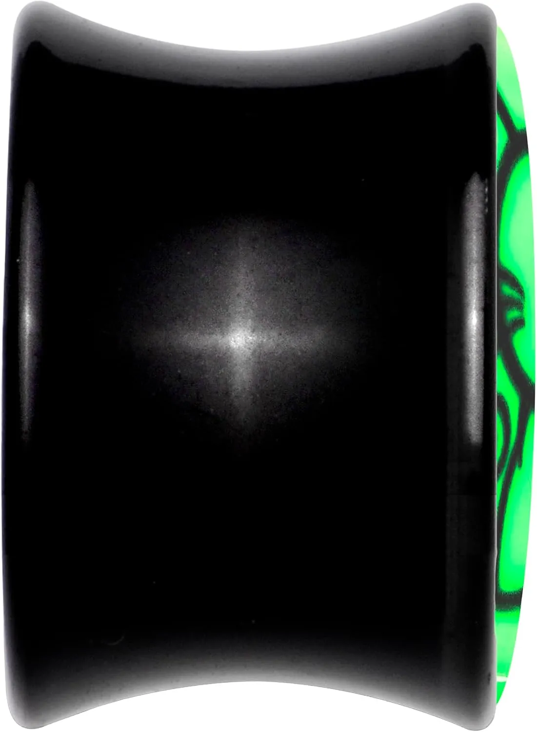 Body Candy Glow in the Dark Kitty Cat Black Acrylic Saddle Plug Set of 2pc