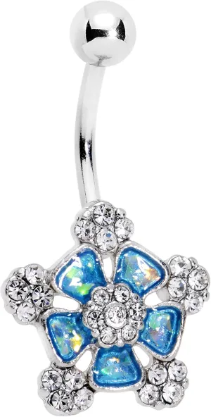 Body Candy Steel Iridescent Accent Fun Times Flower Dangle Belly Button Ring