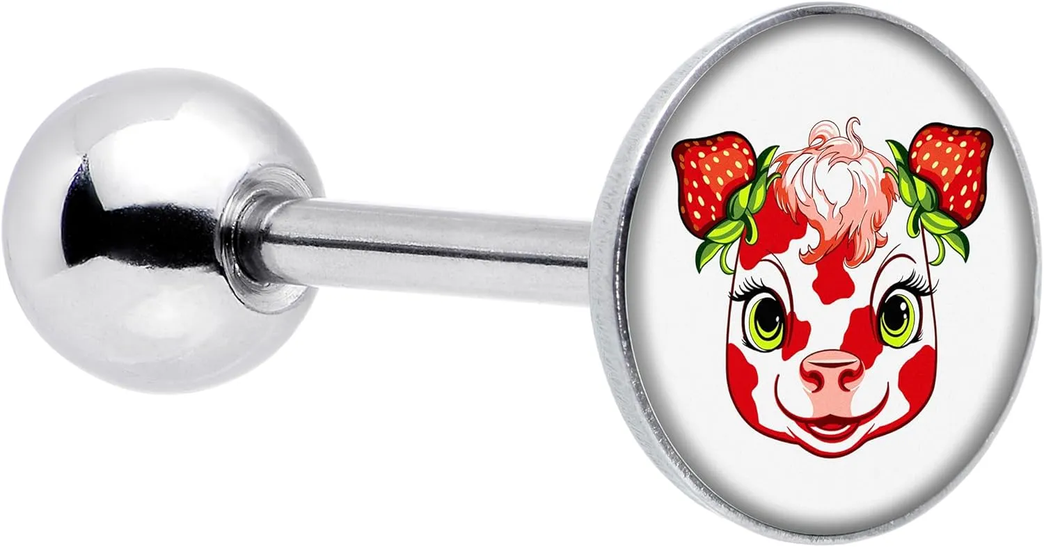 Body Candy Strawberry Cow Barbell Tongue Ring