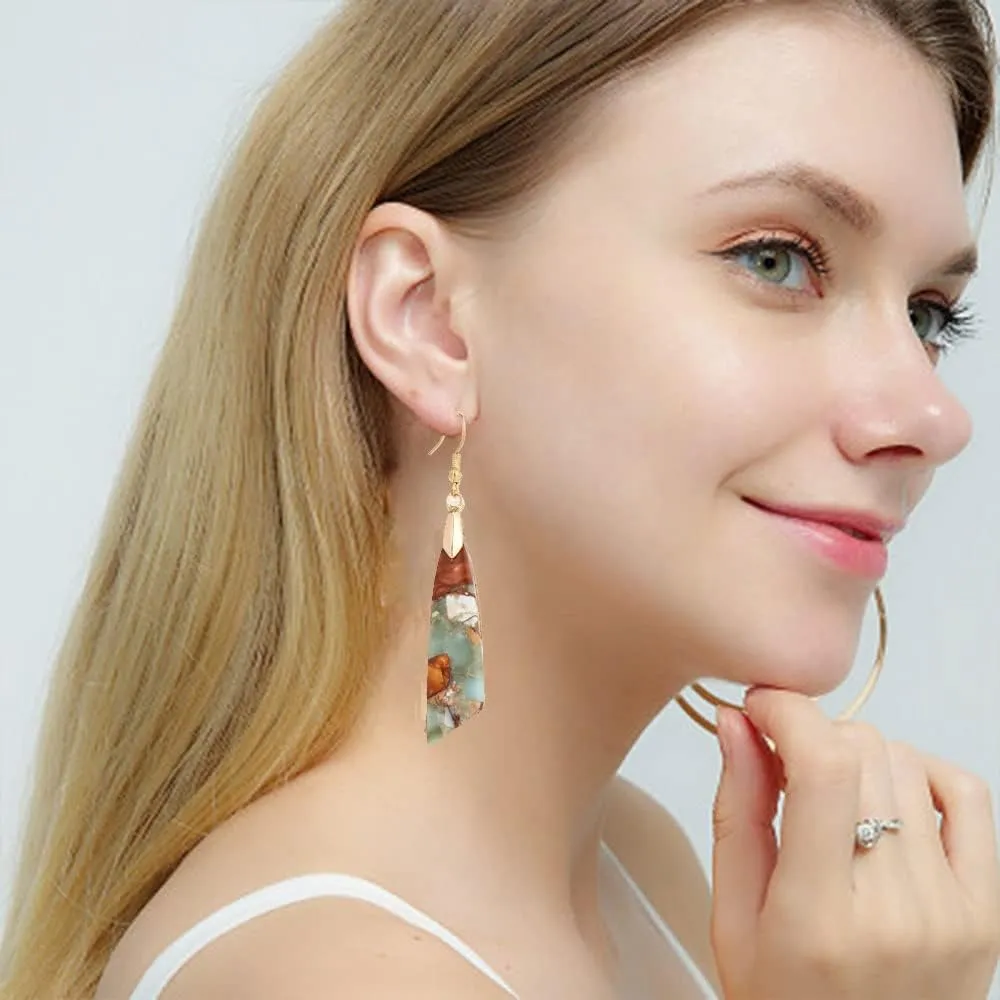 Boho Agalmatolite Stone Earrings for Women Unique Gemstone Mutiple Styles Dangle Drop Earrings Jewelry for Gift